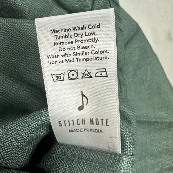 Stitch Note Mens Long Sleeved Green Solid Classic Collar Dress Shirt Size Large - Picture 6 of 7